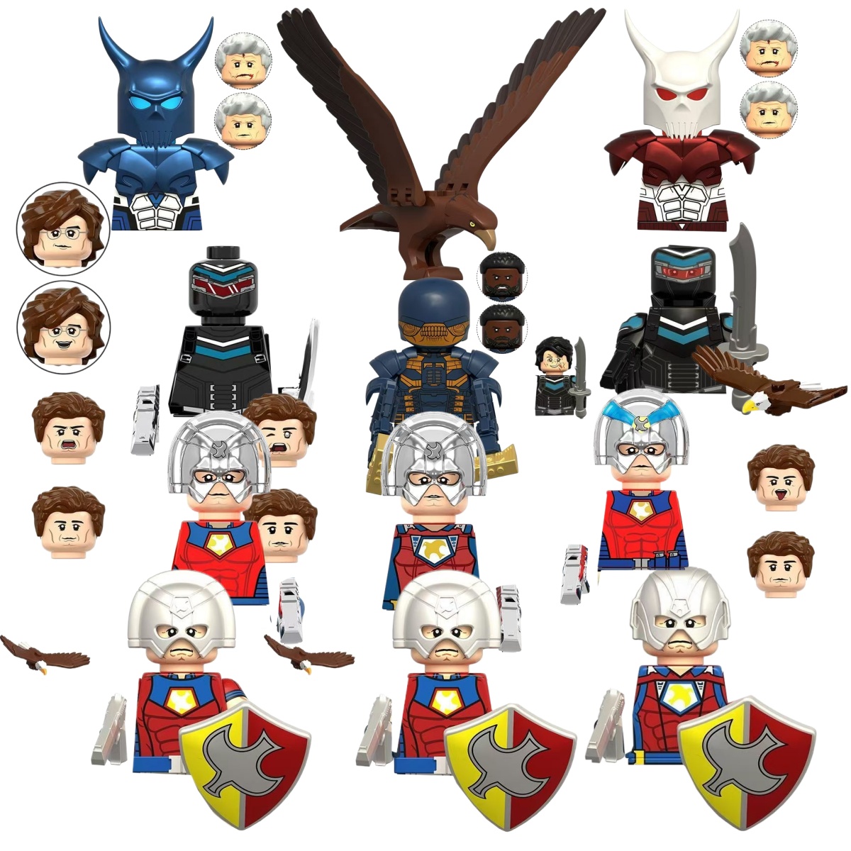 Lego Minifigure Holder - SuicideSquad Peacemaker, Blue Dragon, White Dragon,
